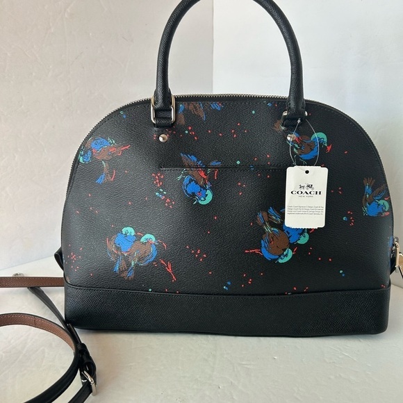 Coach NWT Sierra Satchel Signature Print With Bird Design Double Zip Closure - Picture 10 of 11